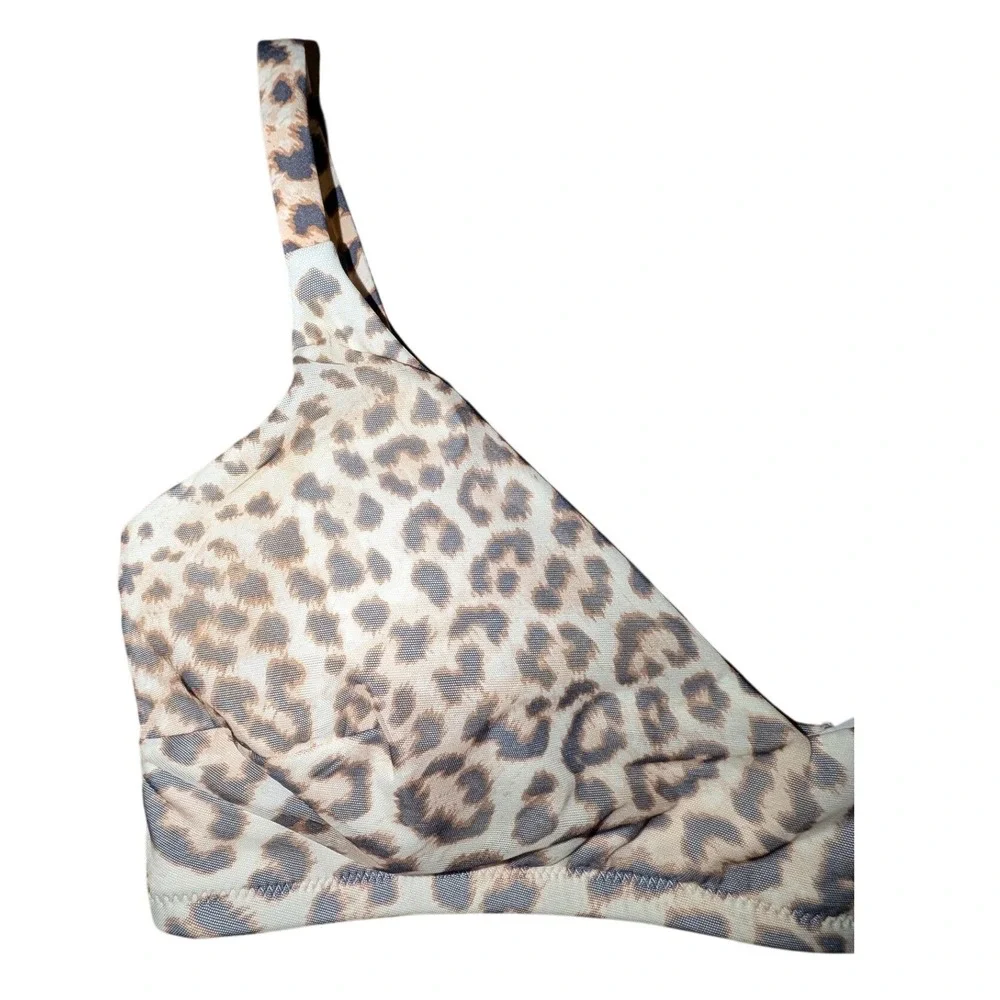 Aerie Real Good Leopard‎ Print Scoop Bikini Top XL Tan Brown UPF 50 NWT